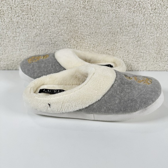 Lauren Ralph Lauren Cream Faux Fur Slip-on Slippers Women Medium - Picture 5 of 6